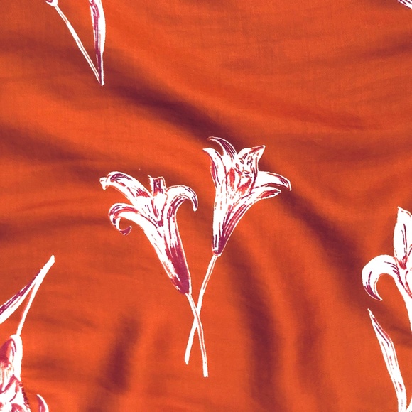 Lucky Brand Orange Floral Short Sleeve Top - Picture 7 of 7